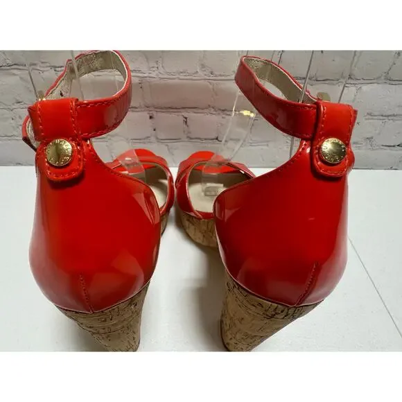 Michael Kors Red Patent Platform Heels Size 7.5 - Picture 4 of 12